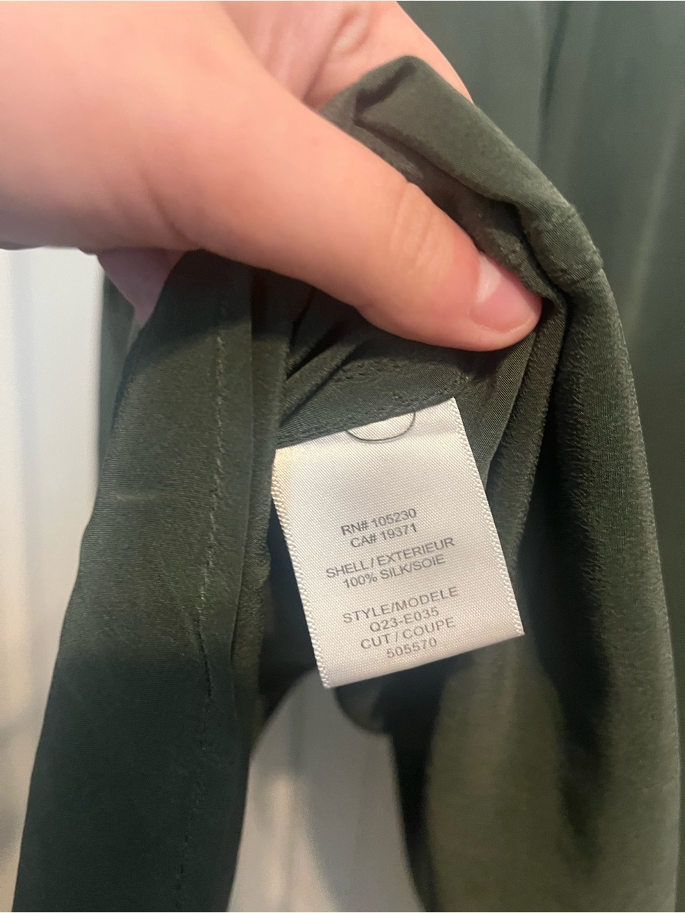 Equipment 100% Silk Dark Olive Button-Front Blouse - Picture 4 of 4